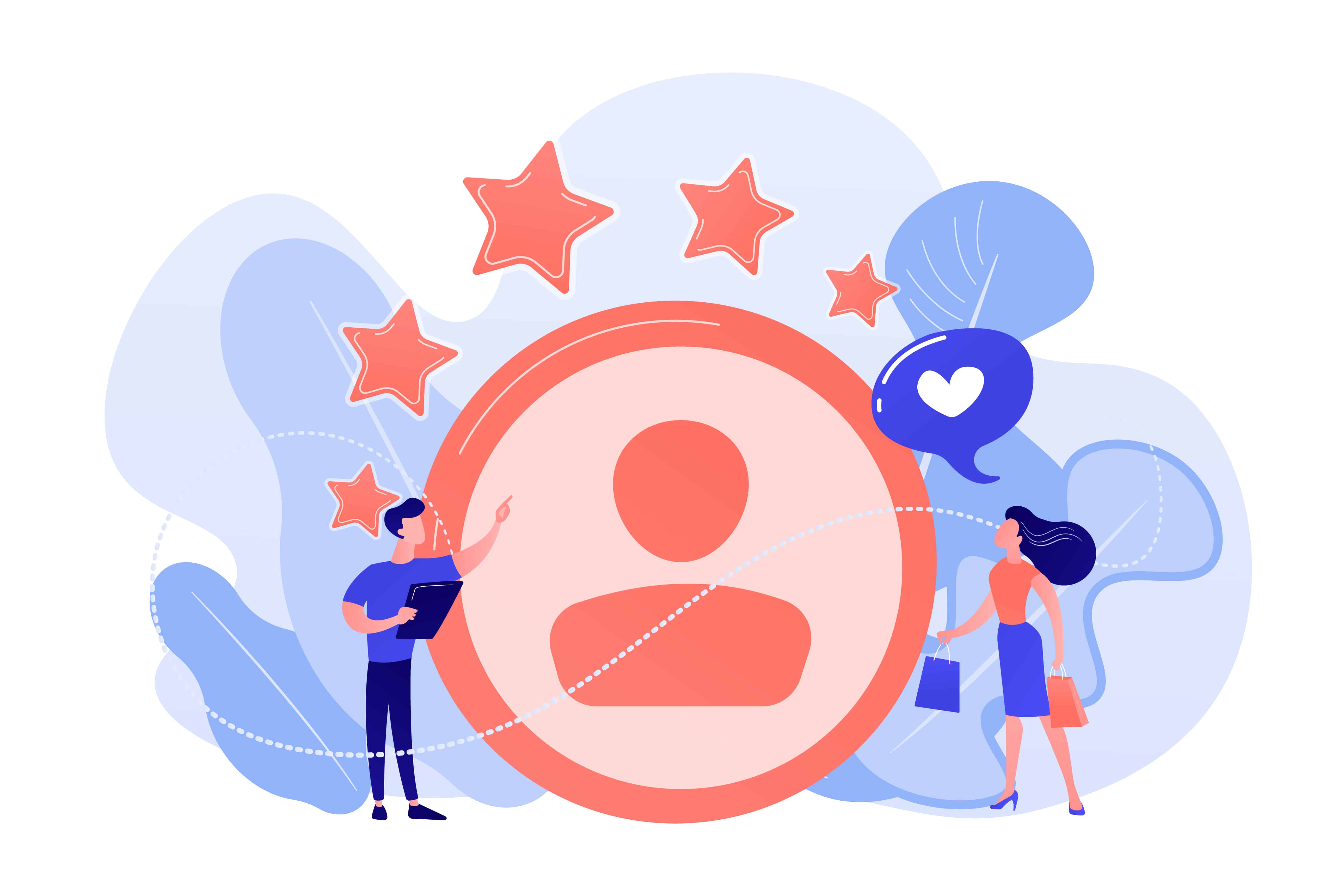 Satisfaction and loyalty analysis concept vector illustration.