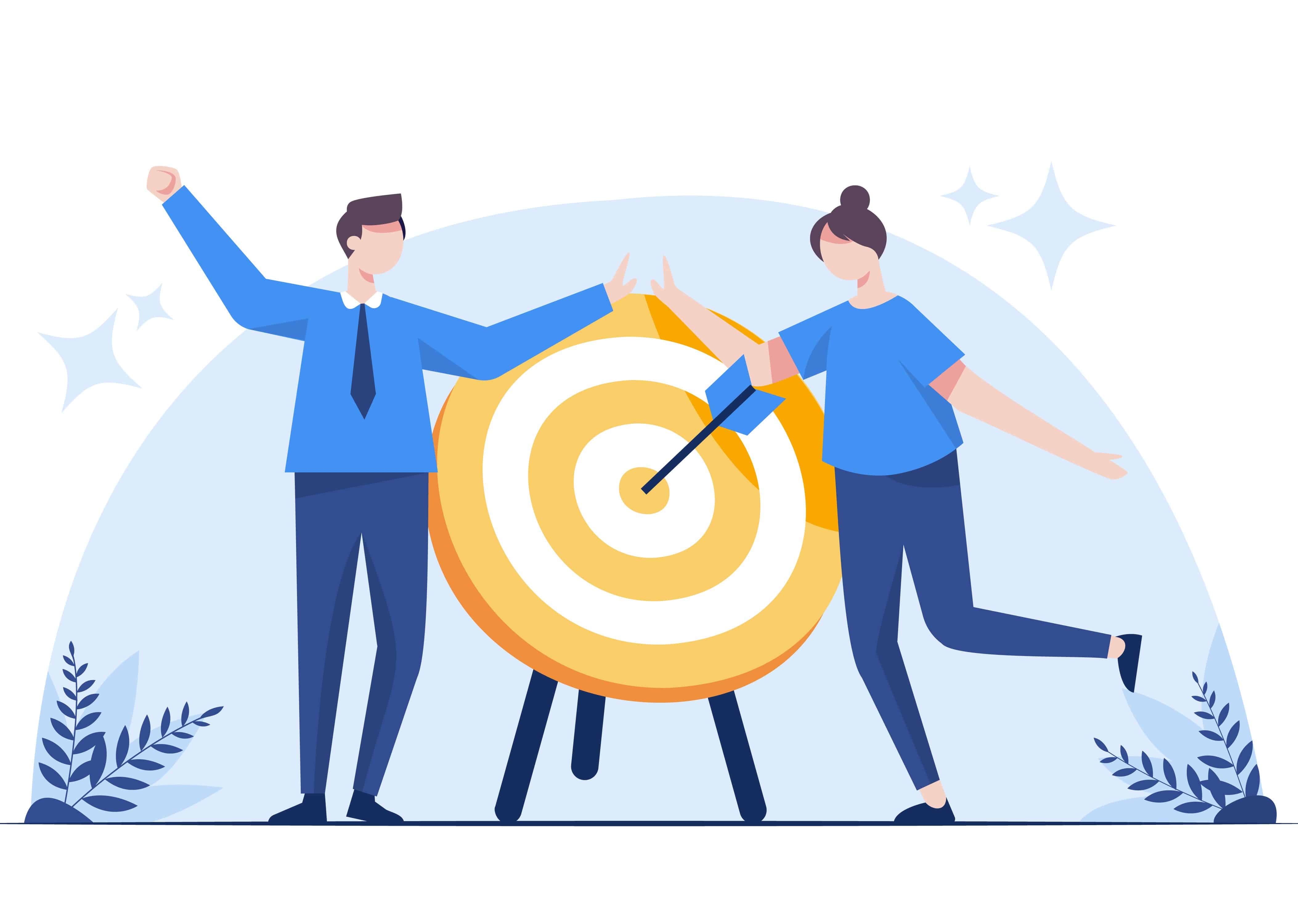 Business target achievement concept. The young businessman is ha